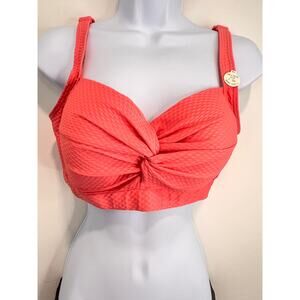 ArteSands Allegro Botticelli Bikini Top Grapefruit Coral Sz 10 MultiFit Cup C-DD